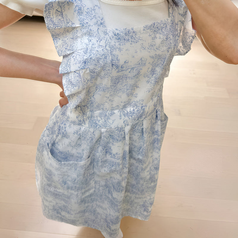 Ruffled Ink Floral Apron