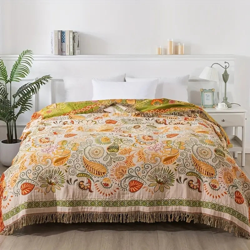 Autumn Leaf Boho Reversible Blanket
