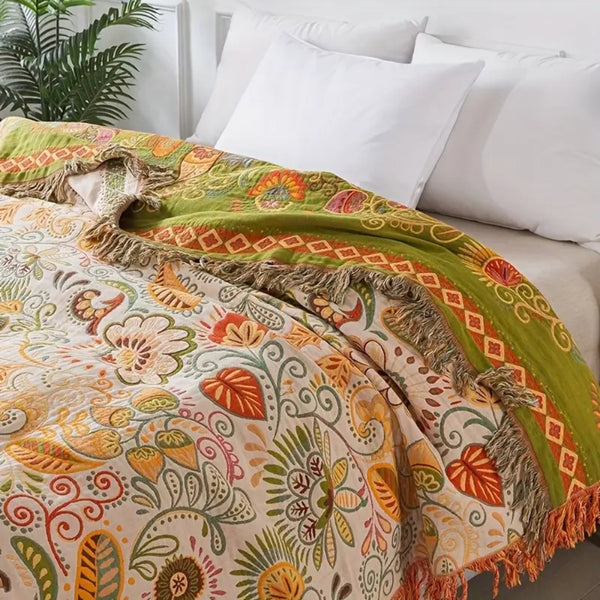 Autumn Leaf Boho Reversible Blanket