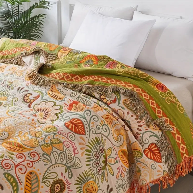 Autumn Leaf Boho Reversible Blanket