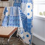 Blue Geometric Dots Pattern Curtain