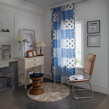 Blue Geometric Dots Pattern Curtain