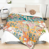 Bohemian Floral Patchwork Tassel Blanket