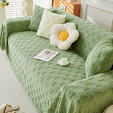 Checkered Plush Velvet Couch Cover