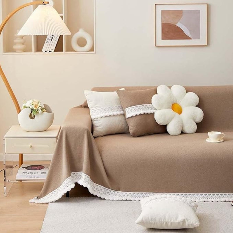 Classic Chenille Lace Edge Sofa Cover