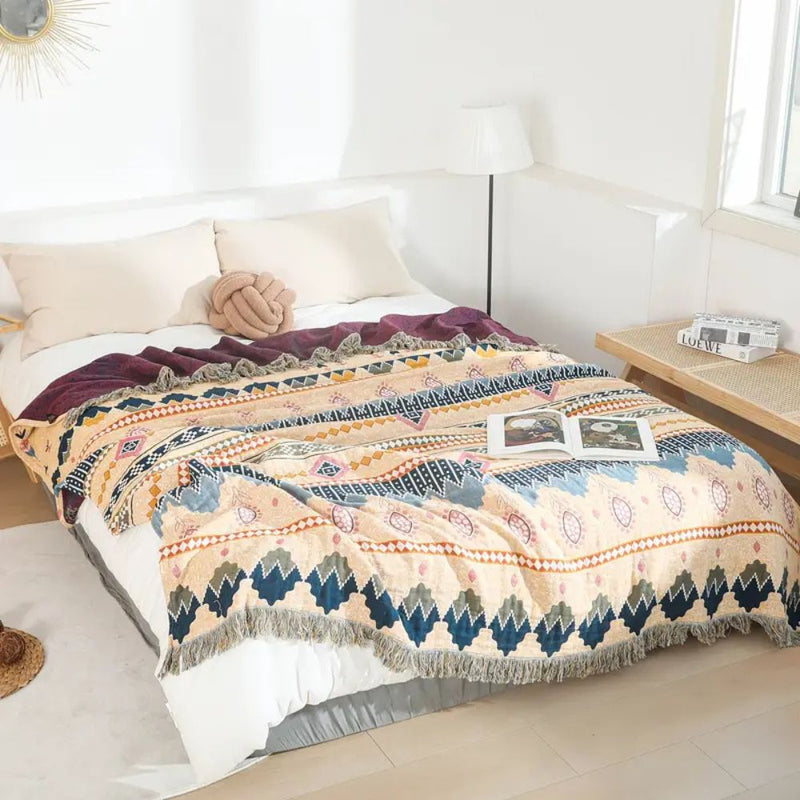 Cosy Artisan Patterned Cotton Throw Blanket