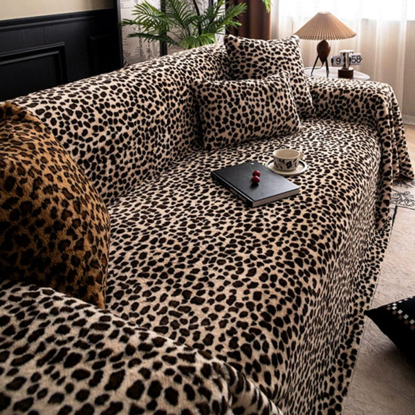 Cosy Leopard Print Sofa Cover
