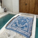 Daisy Bloom Boho Blue Beach Travel Blanket