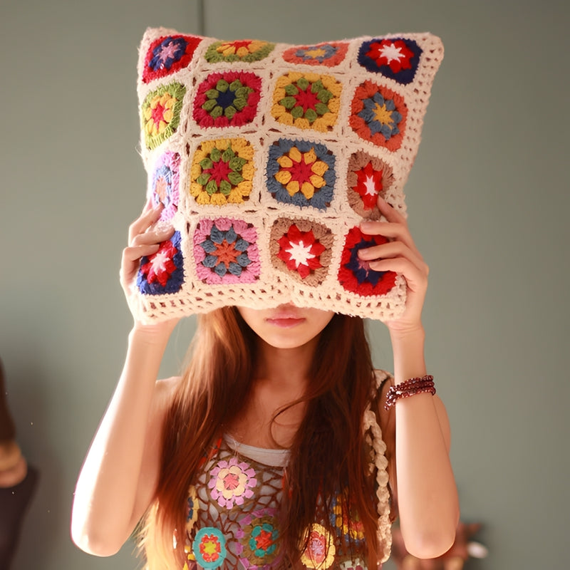 Floral Crochet Cushion Cover