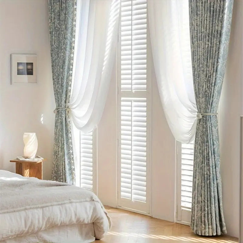French Floral Chenille Pom-Pom Curtain