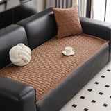 Grid Brick Stitch Plush Couch Cover
