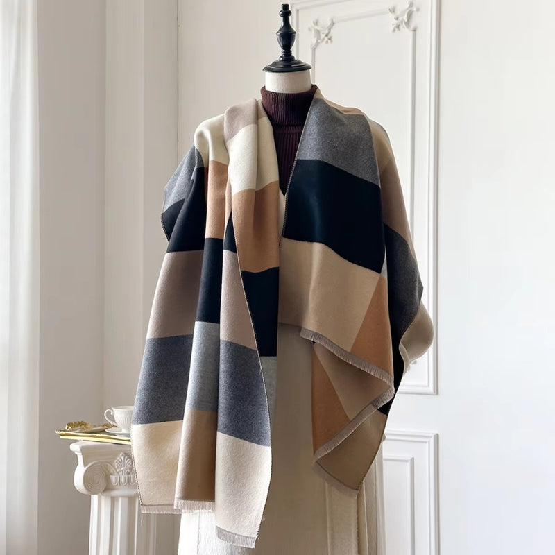 Luxury Geometric Pattern Knitted Shawl