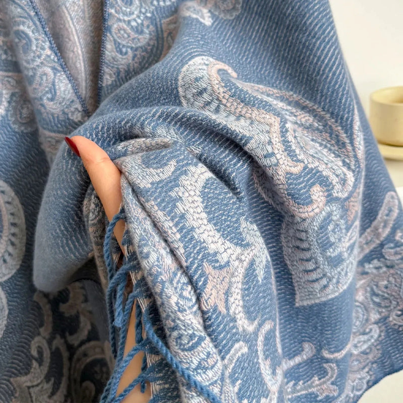 Paisley Elegance Winter Poncho Shawl