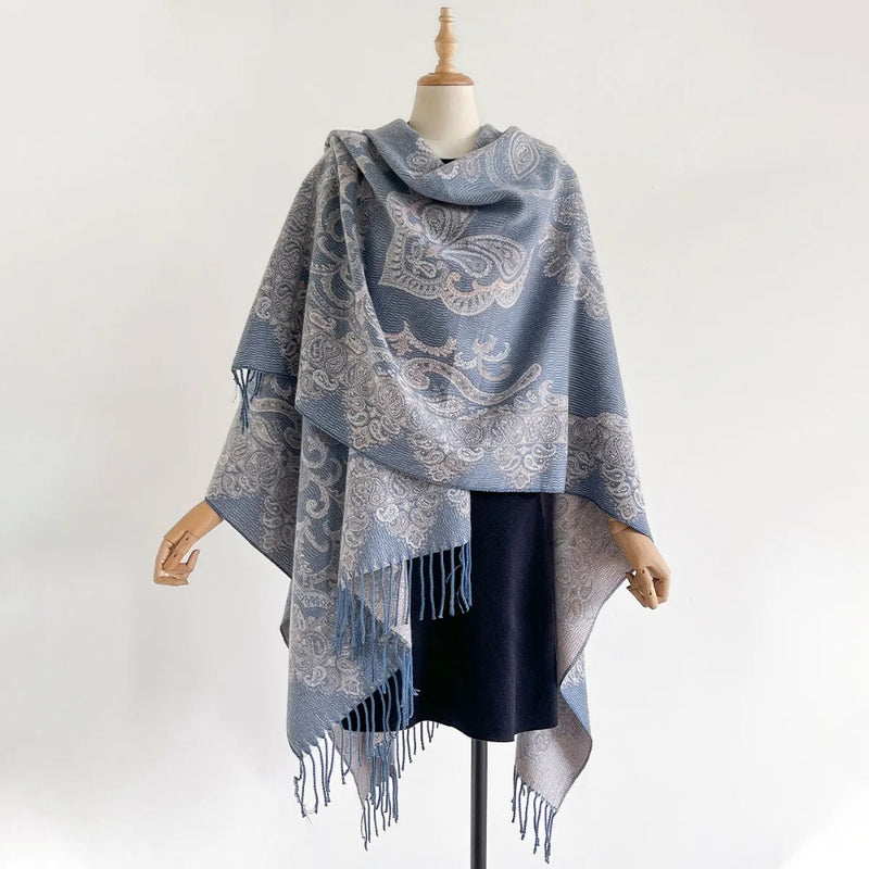 Paisley Elegance Winter Poncho Shawl