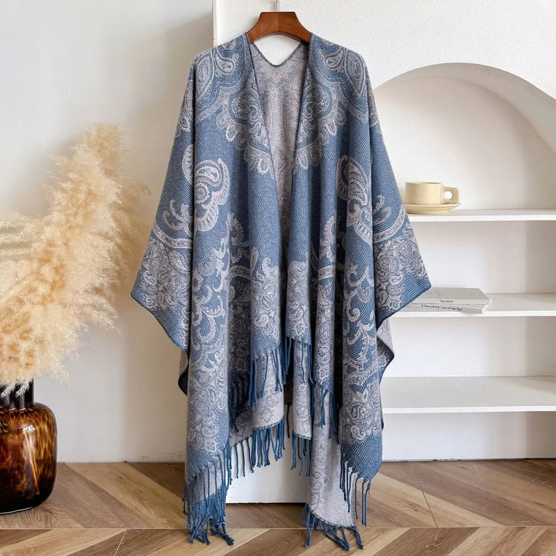 Paisley Elegance Winter Poncho Shawl