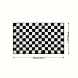 Plush Checkered Grid Bath Mat