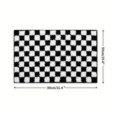 Plush Checkered Grid Bath Mat