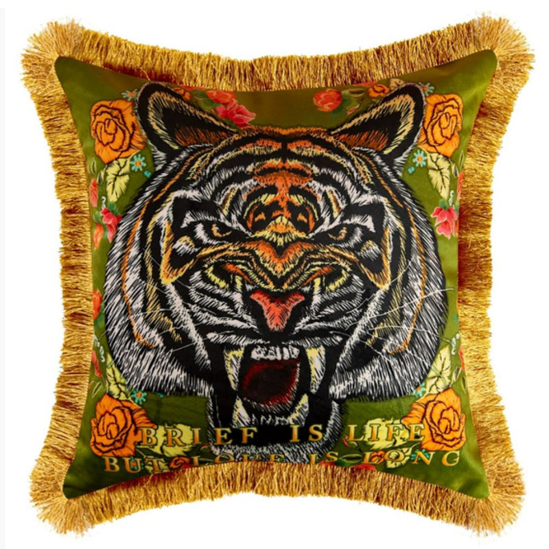 Regal Tiger Artistic Velvet Cushion Cover