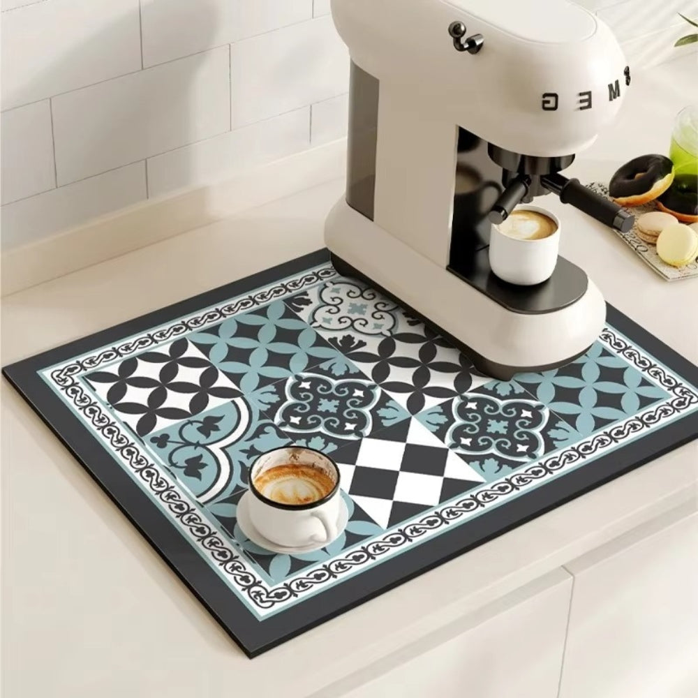 Retro Tile Design Absorbent Coffee Mat – Casa & Beyond