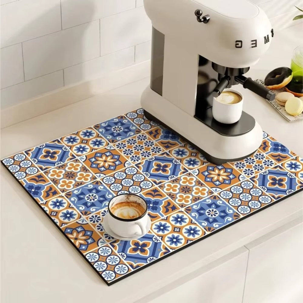 Retro Tile Design Absorbent Coffee Mat – Casa & Beyond