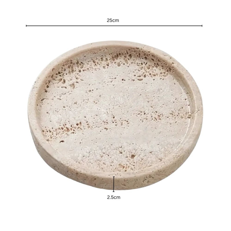 Round Travertine Stone Tray