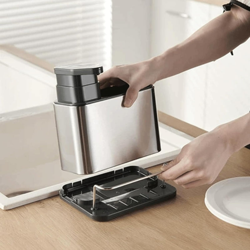Stainless Steel Dish Soap Dispenser & Utensil Rack