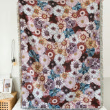 Vintage Flora Woven Tasseled Blanket