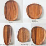 Oval Shaped Acacia Wood Serving Trays Set