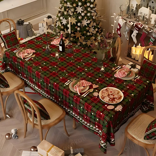 Festive Red Christmas Chenille Tablecloth