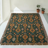 Tribal-Inspired Soft Geometric Fringe Blanket