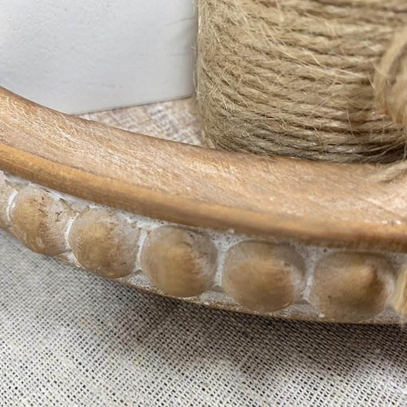 Versatile Round Wooden Beaded Edges Serving Tray