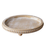 Versatile Round Wooden Beaded Edges Serving Tray