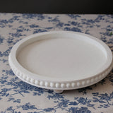 Versatile Round Wooden Beaded Edges Serving Tray