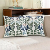 Vintage Botanical Embroidery Cushion Cover