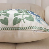 Vintage Botanical Embroidery Cushion Cover
