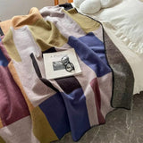 Warm Knit Colourblock Plaid Blanket