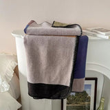 Warm Knit Colourblock Plaid Blanket