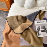 Warm Knit Colourblock Plaid Blanket
