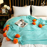Whimsy Fluffy Pom-Pom Macaron Blanket
