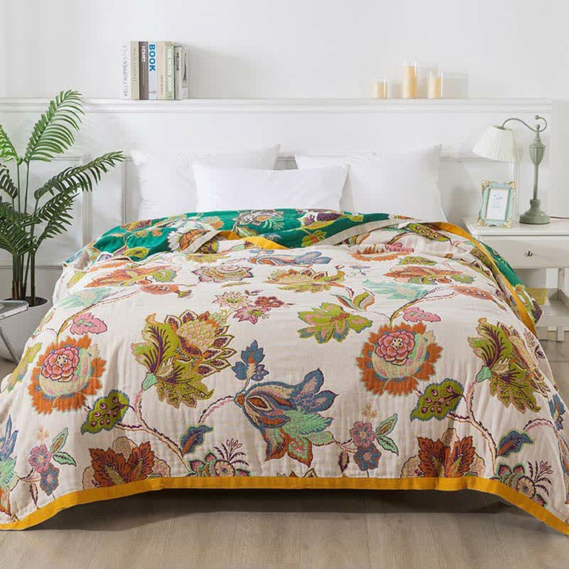 Wildbloom Reversible Flora Cotton Blanket