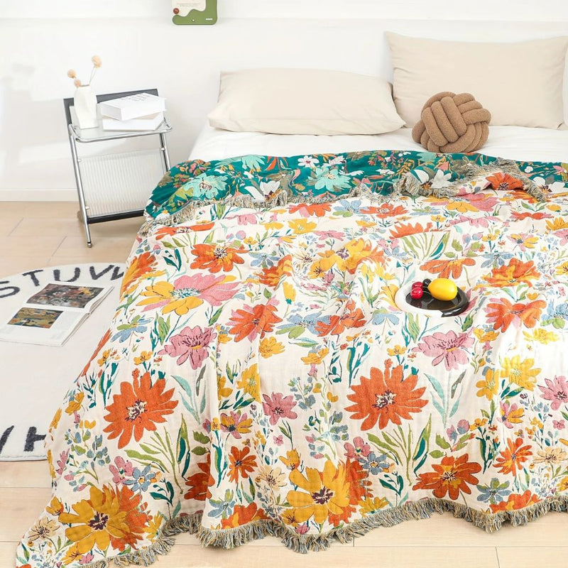 Wildflower Garden Cotton Blanket
