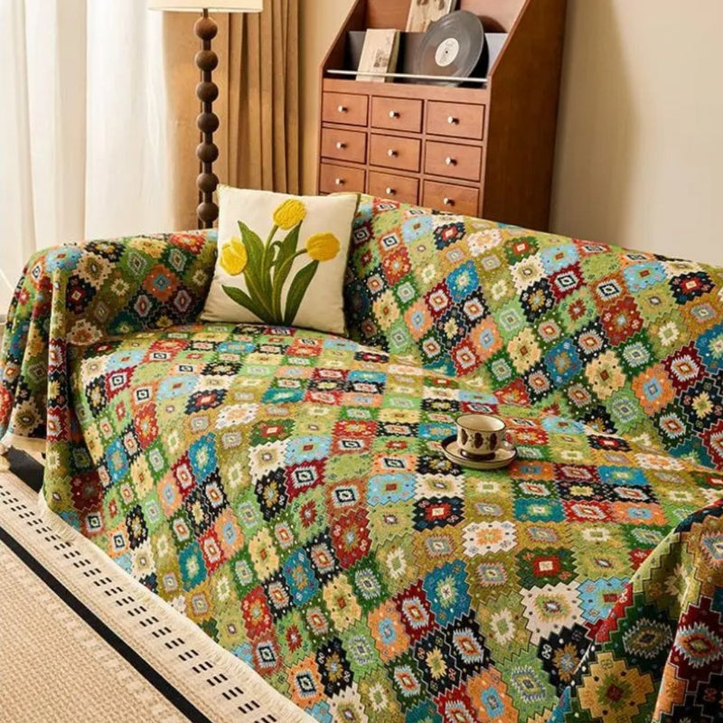 Zahara Geometric Tribal Kilim Sofa Cover