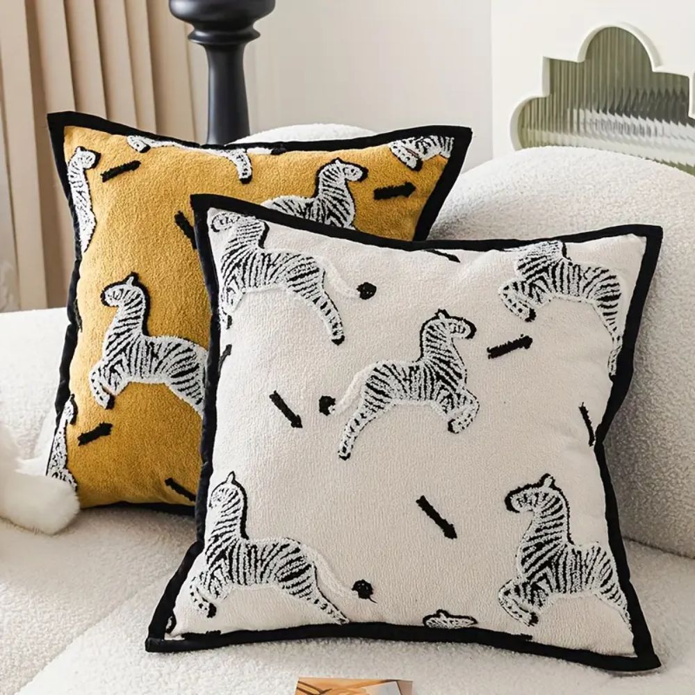 Zebra Dash Embroidered Cushion Cover – Casa & Beyond