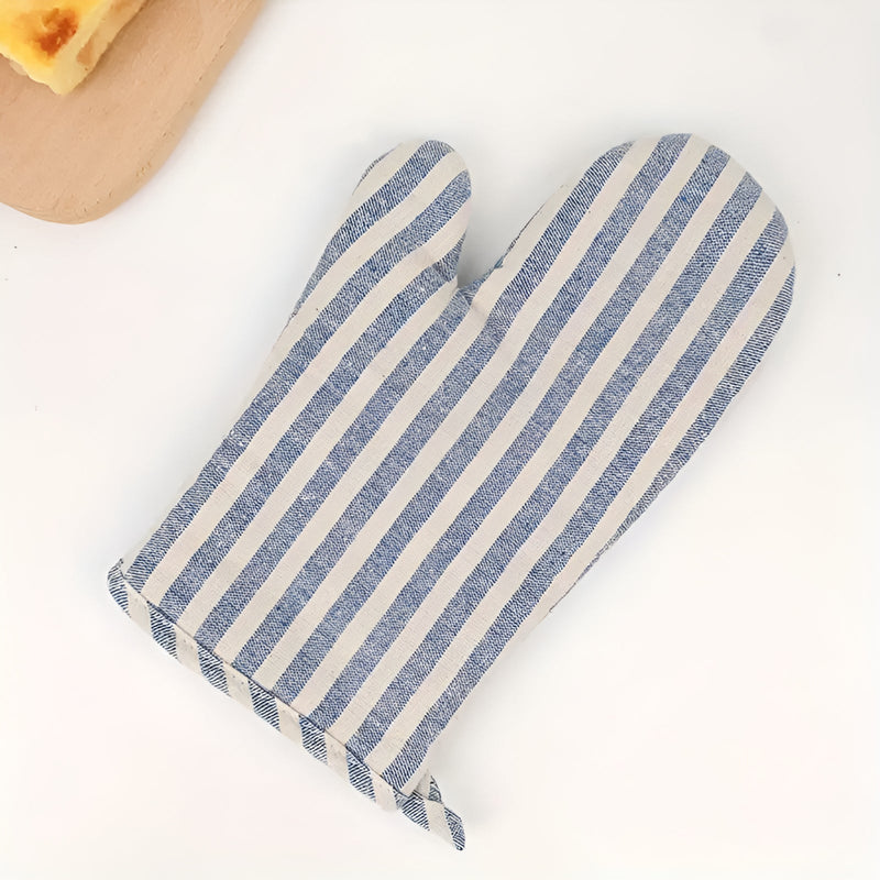 Premium Striped Heat-Resistant Oven Mitt