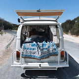 Daisy Bloom Boho Blue Beach Travel Blanket