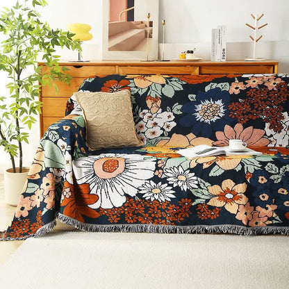 Floral Garden Tassel Sofa Cover