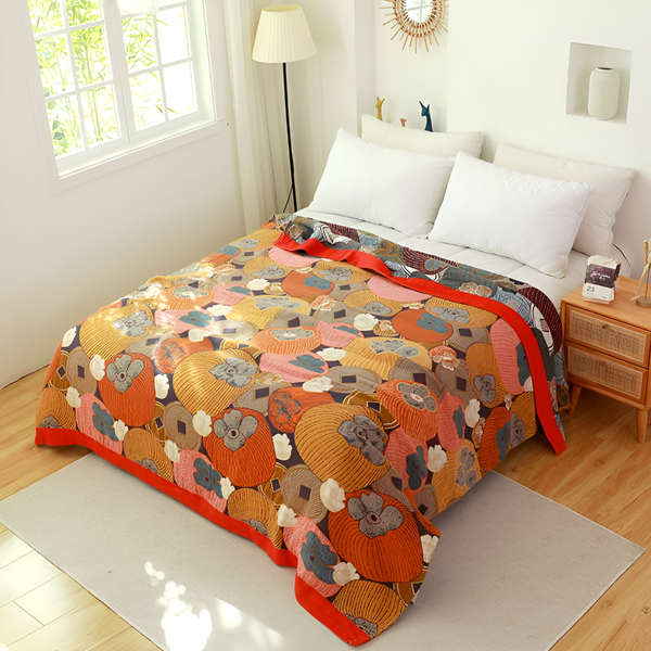 Colourful Cotton Persimmon Coverlet