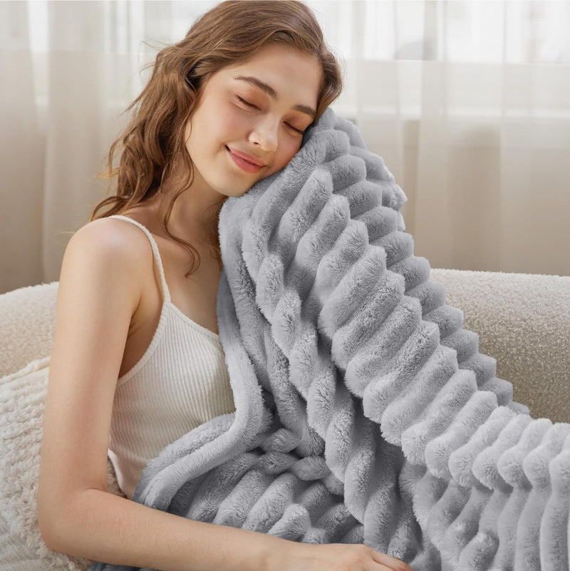 Plush Stripped Warm Blanket