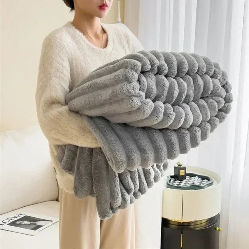 Plush Stripped Warm Blanket