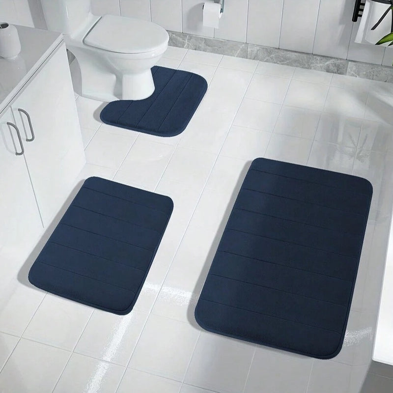 Stripe Memory Foam Bath Mat - 3pcs set